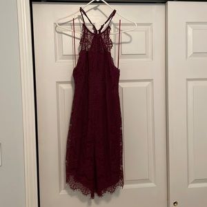 Free People Maroon Lace Mini Dress